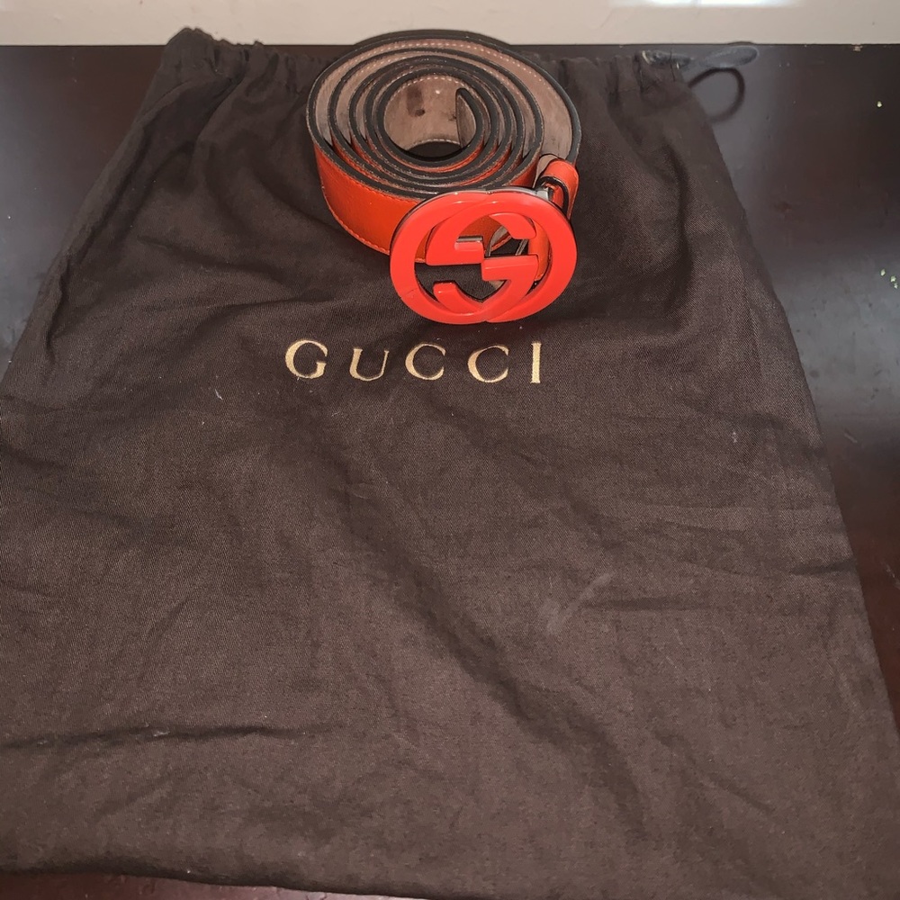 Orange gucci belt